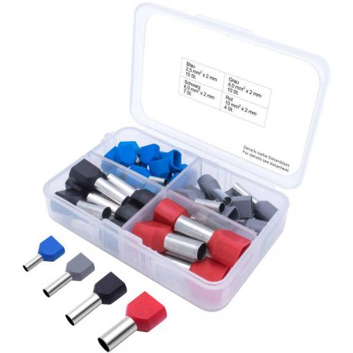 TRU COMPONENTS T1903C026 sada dutinek 2.5 mm², 4 mm², 6 mm², 10 mm² částečná izolace modrá, šedá, černá, červená 36 ks