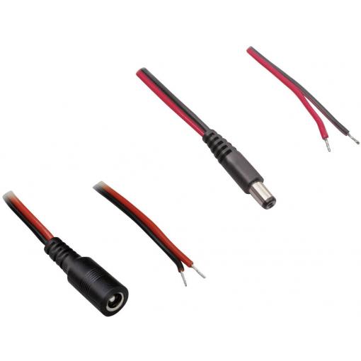 BKL Electronic 075217 nízkonapěťový připojovací kabel nízkonapěťová zásuvka, nízkonapěťová zástrčka - kabel s otevřenými konci 5.50 mm 2.10 mm 2.10 mm 2.00 m 1