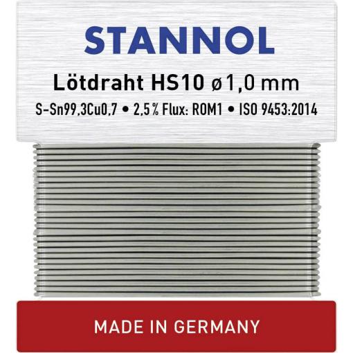 Stannol HS10 bezolovnatý pájecí cín bez olova Sn99,3Cu0,7 ROM1 30 g 1 mm