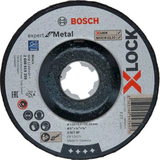 Bosch Accessories 2608619259 X-LOCK Schruppscheibe 125x6mm Expert for Metal gekröpft VE10 brusný kotouč lomený Průměr 125 mm Ø otvoru 22.23 mm 1 ks
