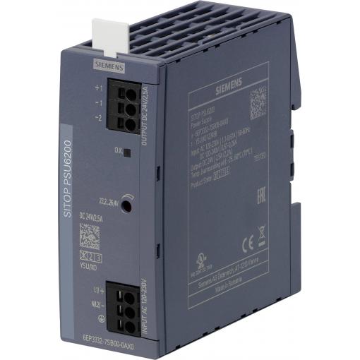 Siemens 6EP33327SB000AX0 síťový adaptér / napájení 24 V 2.5 A 60 W Počet výstupů:1 x Obsah 1 ks