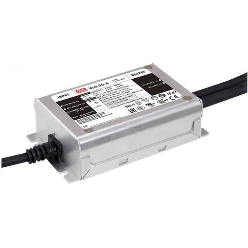 MEAN WELL XLG-50-A LED driver konstantní výkon 50 W 530 mA - 2.1 A 22 - 54 V/DC PFC spínací obvod , nastavitelný, bez možnosti stmívání, montáž na nehořlavém