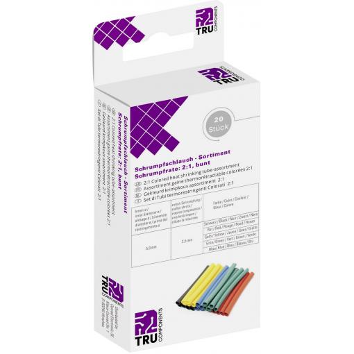 TRU COMPONENTS T1904CA041 smršťovací bužírka bez lepidla černá, červená, žlutá, zelená, modrá 4.50 mm 2.50 mm Poměr smrštění:2:1 20 díly