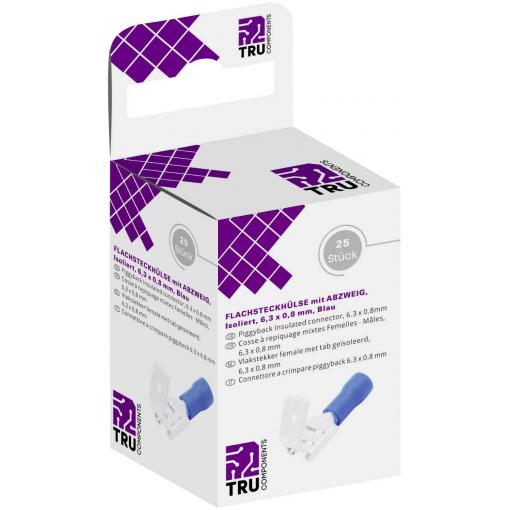 TRU COMPONENTS T1904C047 sortiment plochých zásuvek s odbočkou Šířka zástrčky: 6.30 mm Tloušťka konektoru: 0.80 mm 180 ° částečná izolace modrá 25 ks