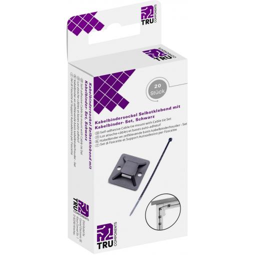 TRU COMPONENTS T1904CA039, sada stahovacích pásek, 2.50 mm, 100 mm, černá, 20 díly