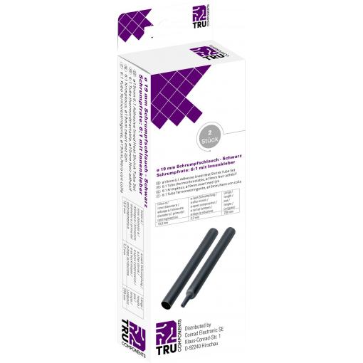 TRU COMPONENTS T1904CA047 smršťovací bužírka s lepidlem černá 19 mm 3.10 mm Poměr smrštění:6:1 2 ks