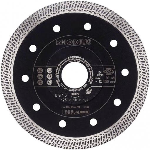 Rhodius 303870 DG15 diamantový řezný kotouč Průměr 125 mm Ø otvoru 22.23 mm obklady, keramika 1 ks