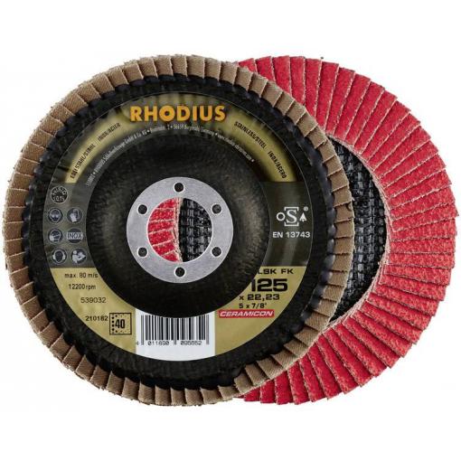 Rhodius 210182 LSK FK vějířovitý brusný kotouč Průměr 125 mm Ø otvoru 22.23 mm Zrnitost 40 nerezová ocel 1 ks