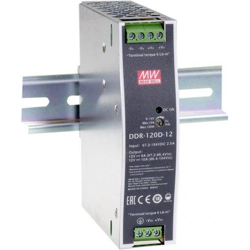MEAN WELL DDR-120D-24 DC/DC měnič napětí na DIN lištu 24 V/DC 5 A 120 W Počet výstupů:1 x Obsah 1 ks