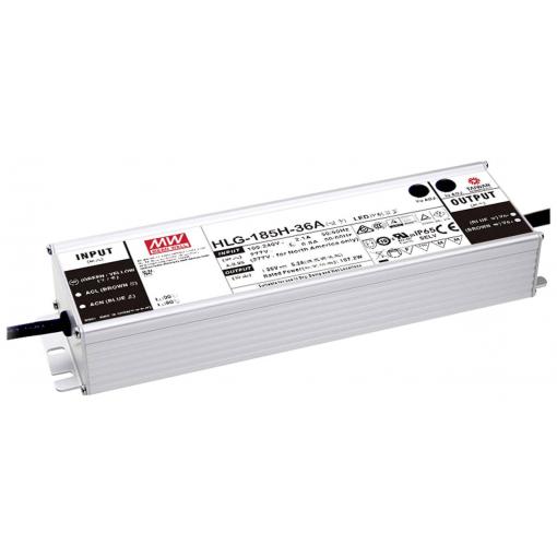 MEAN WELL HLG-185H-24AB LED driver konstantní napětí 187.2 W 3.9 - 7.8 A 22 - 27 V/DC stmívatelný, stmívací funkce 3v1 , nastavitelný, PFC spínací obvod ,