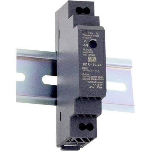 MEAN WELL DDR-15L-5 DC/DC měnič napětí na DIN lištu 5 V/DC 3 A 15 W Počet výstupů:1 x Obsah 1 ks
