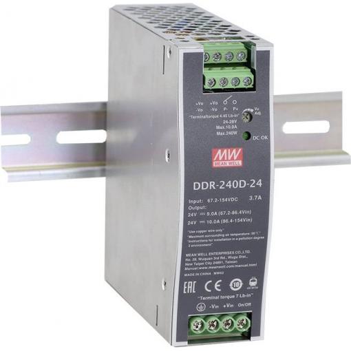 MEAN WELL DDR-240D-48 DC/DC měnič napětí na DIN lištu 48 V/DC 5 A 240 W Počet výstupů:1 x Obsah 1 ks