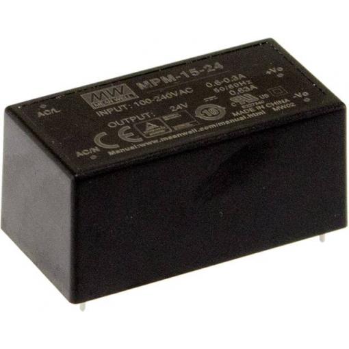 MEAN WELL MPM-15-24 AC/DC zdroj do DPS 24 V/DC 0.63 A 15.1 W