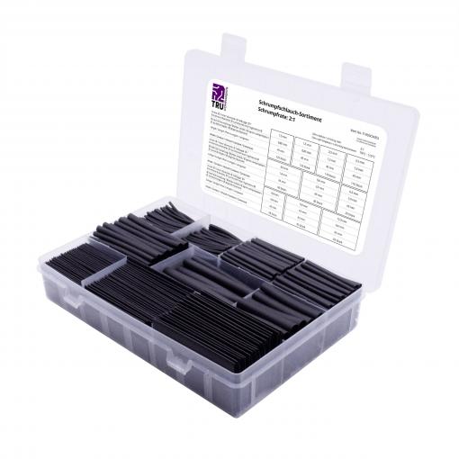 TRU COMPONENTS T1905CA055 sada smršťovacích bužírek černá Poměr smrštění:2:1 750 díly