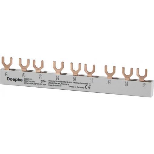 Doepke 09920175 Sběrnice DOEPKE, vidlice, 3pólový, 9 TE, 63 A (L1, L2, L3 x 3 = 9) Phase busbar 63 A 690 V 1 ks