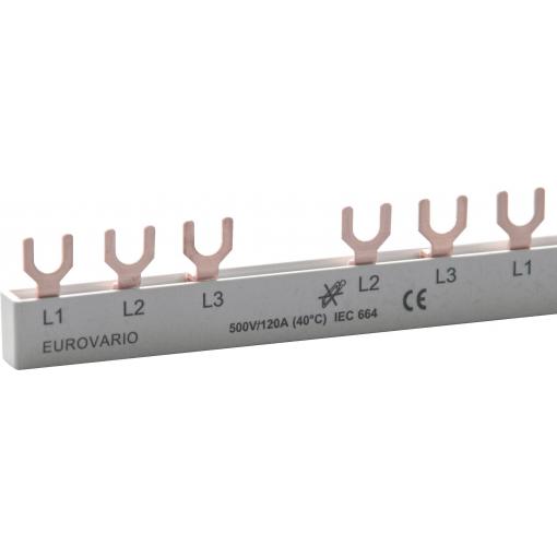 Doepke 09920185 Sběrnice DOEPKE, vidlice, 3pólový, 12 TE, 63 A (L1, L2, L3-N + L2, L3, L1, L2, L3 x 2) Phase busbar 10 mm² 63 A 690 V 1 ks