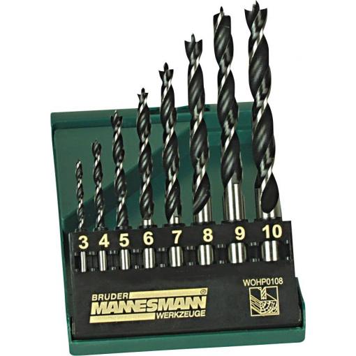 Brüder Mannesmann M54308 sada spirálových vrtáků do dřeva 8dílná 3 mm, 4 mm, 5 mm, 6 mm, 7 mm, 8 mm, 9 mm, 10 mm 1 ks