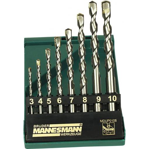 Brüder Mannesmann M54309 ocel sada spirálového vrtáku na kámen 3 mm, 4 mm, 5 mm, 6 mm, 7 mm, 8 mm, 9 mm, 10 mm válcová stopka 1 ks