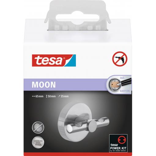 tesa MOON Šatací hák (d x š x v) 65 x 50 x 35 mm stříbrná Množství: 1 ks