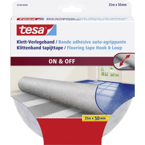 tesa podlahářská páska se suchým zipem, lepicí, (d x š) 25 m x 50 mm, bílá, 1 ks