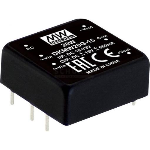 MEAN WELL DKMW20G-12 DC/DC měnič napětí, modul 830 mA 20 W Počet výstupů: 2 x Obsah 1 ks