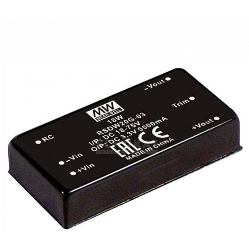 MEAN WELL RSDW20F-03 DC/DC měnič napětí 5.5 A 20 W Počet výstupů: 1 x Obsah 1 ks