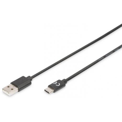 Digitus USB kabel USB 2.0 USB-A zástrčka, USB-C ® zástrčka 4.00 m černá flexibilní provedení, fóliové stínění, stínění pletivem, stíněný, dvoužilový stíněný, s