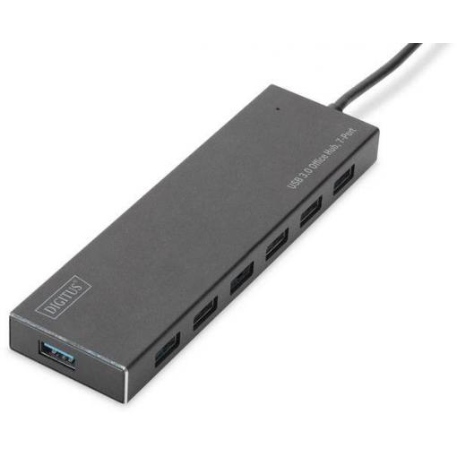 Digitus DA-70241-1 USB Hub 7 portů USB-A USB 3.0 5 GBit/s s hliníkovým krytem černá DA-70241-1