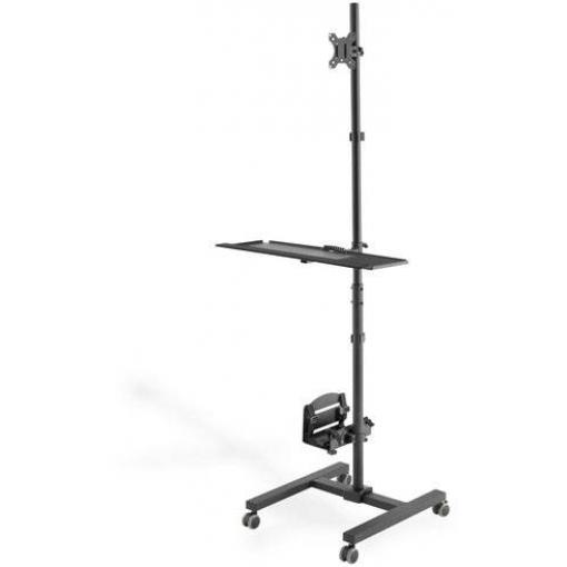 Digitus Pojízdný vozík na PC/monitor DA-90374 1 Displej: (s) 43,2 cm (17) - 81,3 cm (32) černá nastavitelná výška, odkládací místo na klávesnici, naklápěcí,