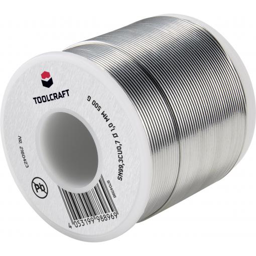 TOOLCRAFT bezolovnatý pájecí cín cívka Sn99,3Cu0,7 ROL1 500 g 1 mm