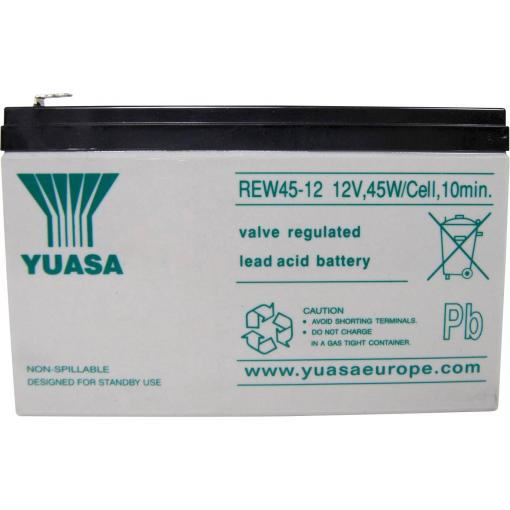Yuasa REW 45 - 12 REW45/12 olověný akumulátor 12 V 8 Ah olověný se skelným rounem (š x v x h) 151 x 97 x 64 mm plochý konektor 6,35 mm nepatrné vybíjení,