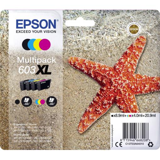 Epson Ink T03A64, 603XL originál kombinované balení černá, azurová, purppurová, žlutá C13T03A64010
