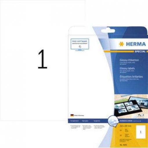 Herma 4909 univerzální etikety 210 x 297 mm papír, lesklý bílá 25 ks trvalé laserová tiskárna, kopírka, barevná laserová tiskárna, barevná kopírka