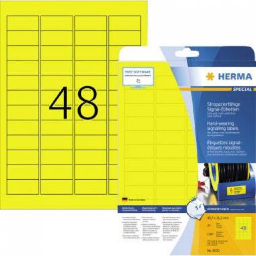 Herma 8030 Fóliové etikety 45.7 x 21.2 mm poylesterová fólie žlutá 1200 ks extra silné laserová tiskárna, barevná laserová tiskárna, kopírka, barevná kopírka