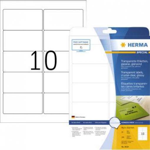 Herma 8018 Fóliové etikety 96 x 50.8 mm fólie, lesklá transparentní 250 ks trvalé laserová tiskárna, kopírka, barevná laserová tiskárna, barevná kopírka