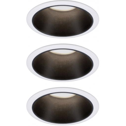 Paulmann 93402 Cole Coin vestavné svítidlo, LED, 6 W, bílá, černá, sada 3 ks