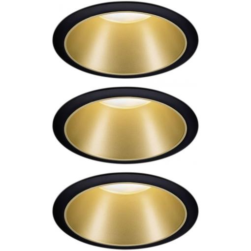 Paulmann 93404 Cole Coin vestavné svítidlo, LED, 6 W, černá, zlatá, sada 3 ks