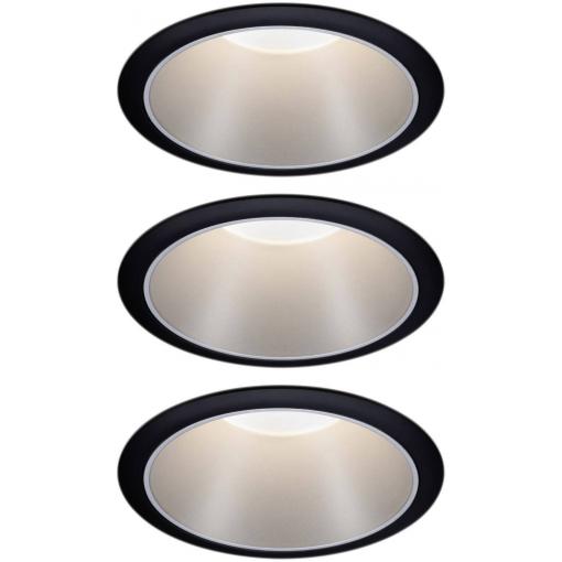 Paulmann 93408 Cole Coin vestavné svítidlo, LED, 18 W, černá, stříbrná, sada 3 ks