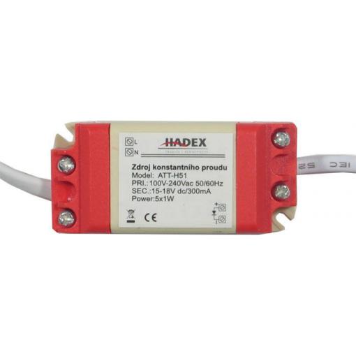 Zdroj-LED driver 5W, 7-18V/300mA pro 3-5LED 1W, napájení 230V