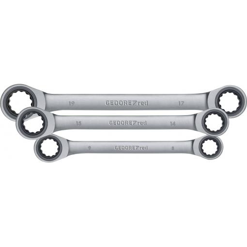 Gedore RED 3300898 R07405006 sada oboustranných ráčnových klíčů 6dílná Délka klíče (cm) (jen pro nadpis) 8 - 19 mm
