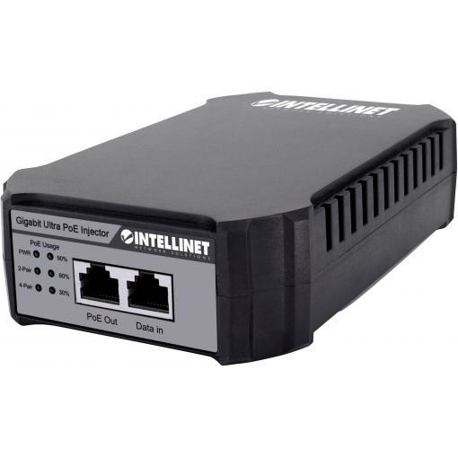 Intellinet Gigabit Ultra PoE-Injektor 1 x 95 Watt-Port Kunststoffgehäuse PoE injektor 10 / 100 / 1000 MBit/s IEEE 802.3bt, IEEE 802.3af (12.95 W), IEEE 802.3at