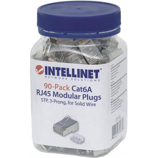 Intellinet Intellinet 90ks Cat6A modulární zástrčky RJ45 STP 3-bodový žíla kontakty pro masivní drát 90 zástrčka na 790680 krimpovací kontakt Počet pólů 8P8C