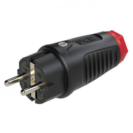 PCE 0512-sr zástrčka plnogumové , termoplast 250 V černá, červená IP54