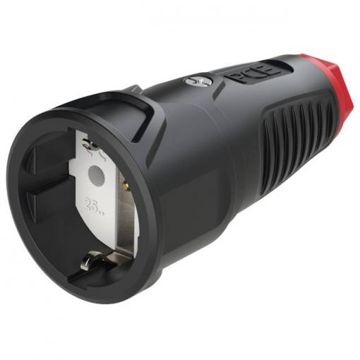 PCE 2511-sr zásuvka guma, termoplast 250 V černá, červená IP54