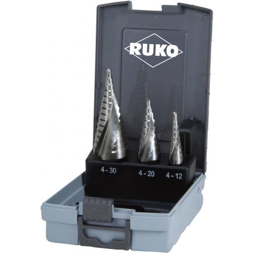 RUKO 101026RO HSS sada stupňovitého vrtáku 3dílná kuželový záhlubník 3 břitý 1 sada