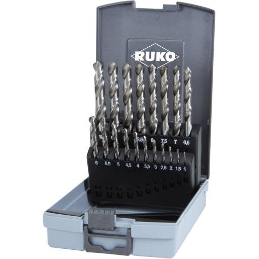 RUKO 214214RO HSS-G sada spirálových vrtáku do kovu 19dílná 1 mm, 1.5 mm, 2 mm, 2.5 mm, 3 mm, 3.5 mm, 4 mm, 4.5 mm, 5 mm, 5.5 mm, 6 mm, 6.5 mm, 7 mm, 7.5 mm, 8