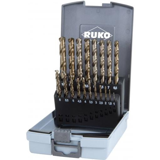 RUKO 215214RO HSSE-Co 5 sada spirálových vrtáku do kovu 19dílná 1 mm, 1.5 mm, 2 mm, 2.5 mm, 3 mm, 3.5 mm, 4 mm, 4.5 mm, 5 mm, 5.5 mm, 6 mm, 6.5 mm, 7 mm, 7.5