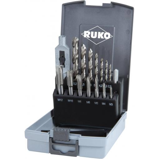 RUKO 245004RO sada strojních závitníků 15dílná metrický M3, M4, M5, M6, M8, M10, M12 pravotočivý HSS 1 sada