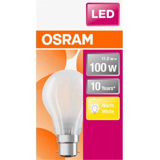 OSRAM HOMELIGHTING 4058075124684 LED Energetická třída (EEK2021) D (A - G) B22d klasická žárovka 11 W = 100 W teplá bílá (Ø x d) 60.0 mm x 104.0 mm 1 ks