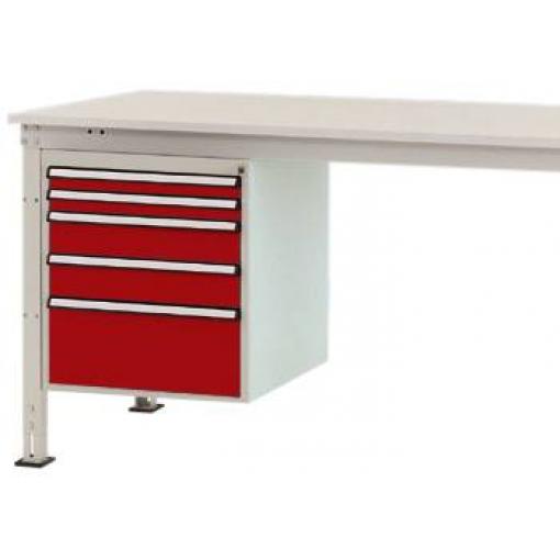 Manuflex ZB4862.3003 Vestavné pouzdro, Nutzhohe stacionárně 500 mm s 5 šuplíky. Pro stolní hloubka 800 mm